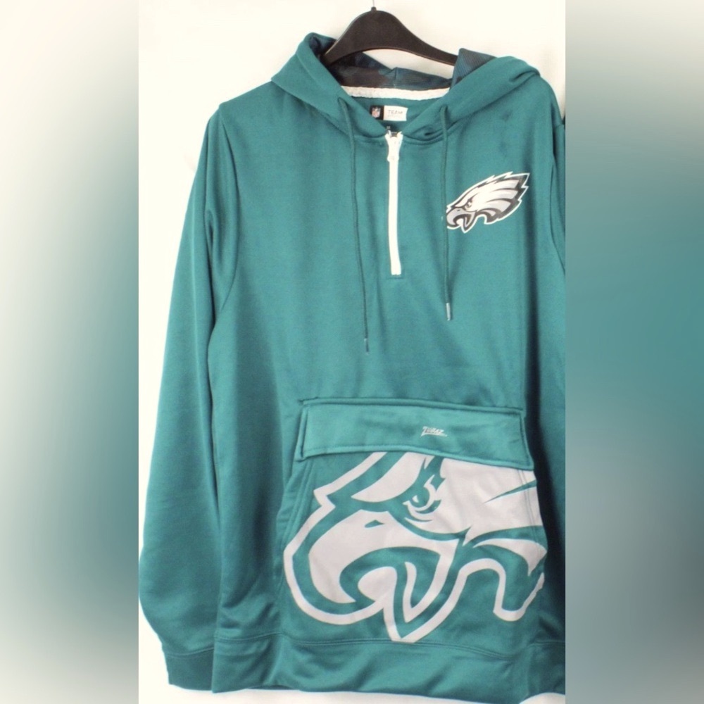 ❌SOLD❌NWT [Zubaz] Phaladelpha Eagles NFL 1/4 Zip Big Pocket Logo Hoodie Men's M - Picture 2 of 10